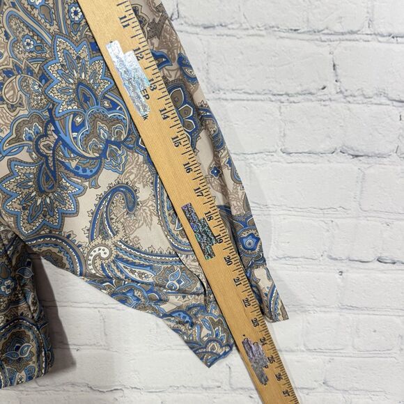 Vintage 80’s Blouse Women Size 16 Fair Isle Long Sleeve Tie Neck Retro Boho Top - Picture 11 of 12